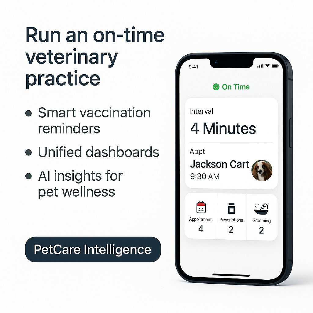 DhanAIyu PetCare Intelligence – on-time vet visits, reminders, unified board